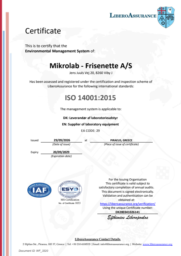 

CERT 14001 Mikrolab   Frisenette AS 290926 200929

